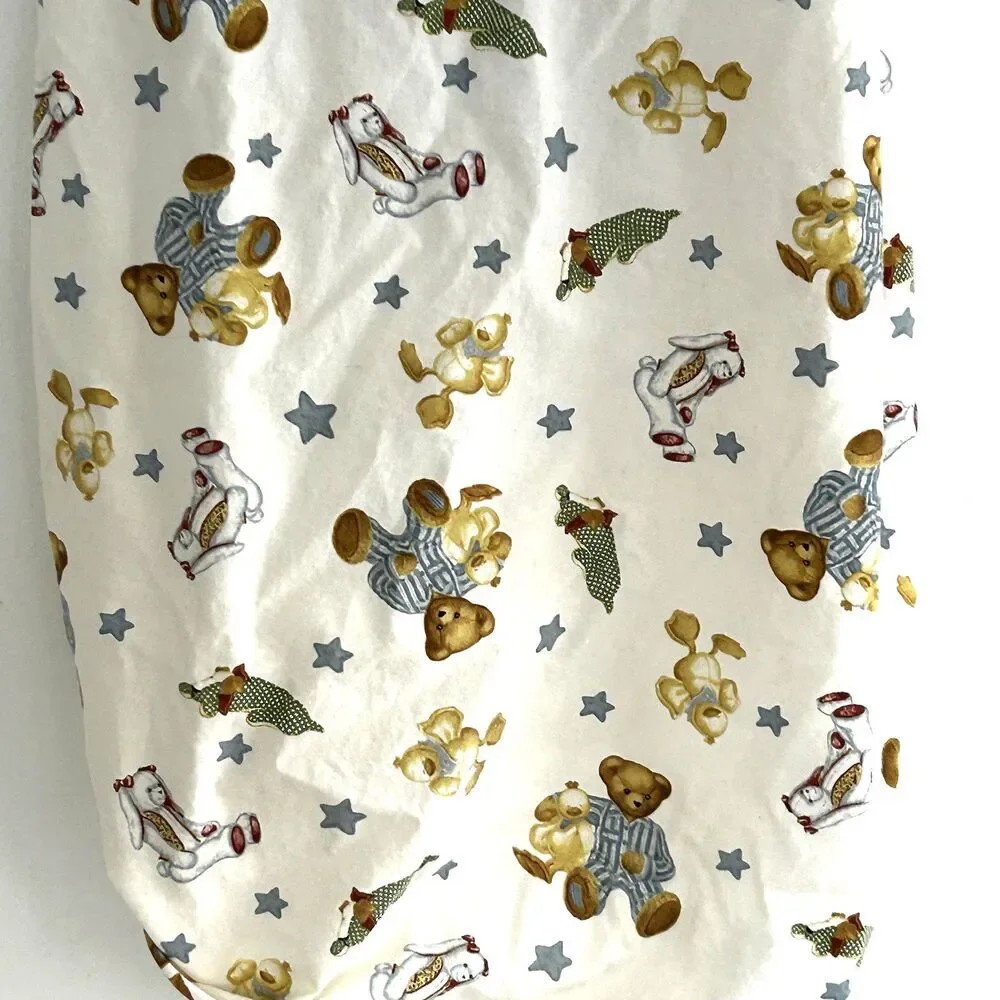 Blue Jean Teddy Bear Crib Sheet Fitted Spring Industries Duck Bunny Dog Cotton